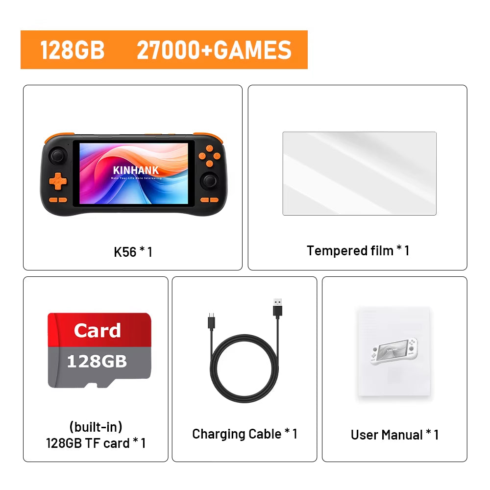 Super Console K56 Android 14 Handheld Game Console 5.5 Inch Touch Screen 5000Mah with 50+ Emulators for DC/MAME/SS/PSP