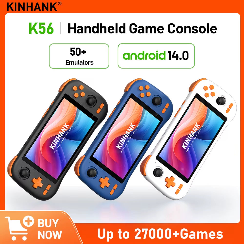 Super Console K56 Android 14 Handheld Game Console 5.5 Inch Touch Screen 5000Mah with 50+ Emulators for DC/MAME/SS/PSP