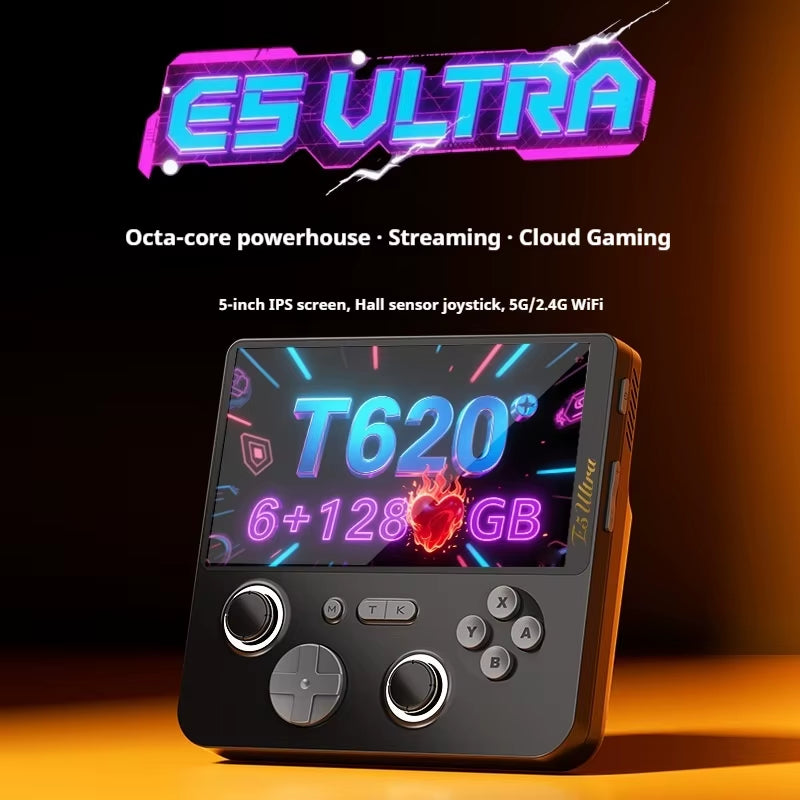 2025 E5Ultra Android Handheld Game Players 5-Inch High-Definition Ips Touch Screen with 6+128Gb Online Battle Game Console ﻿Gift