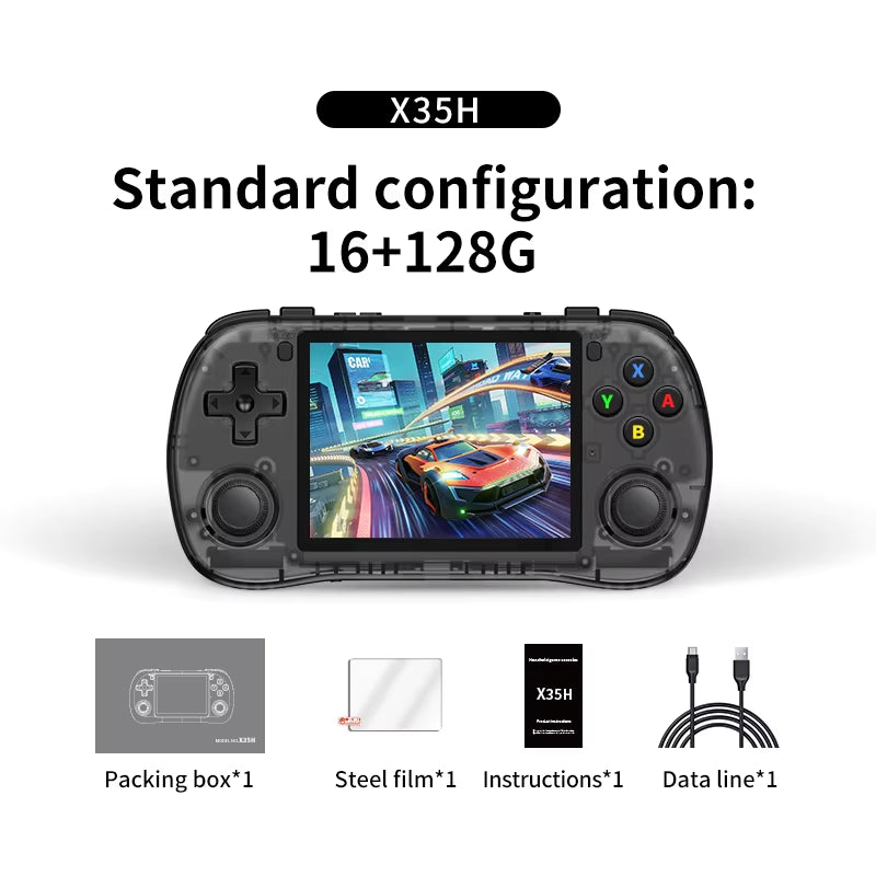 Powkiddy X35H 128G Retro Gaming Handheld 3.5 Inch IPS Screen Linux System 3000Mah Battery Children Gift Console