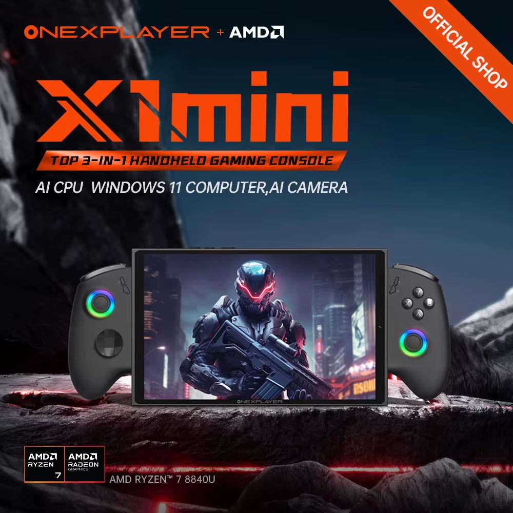 Onexplayer X1 Mini  AI 9 HX 370 / 8840U 8.8'' 3-In-1 Handheld PC Game Console Laptop Tablet AI Computer Detachable Controller
